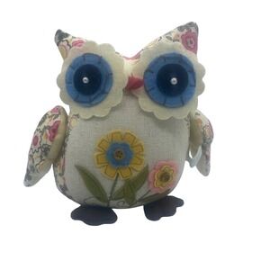 Hobby Lobby Floral Owl Plush Patchwork Fabric Decor Bird Pink Yellow Green 7"
